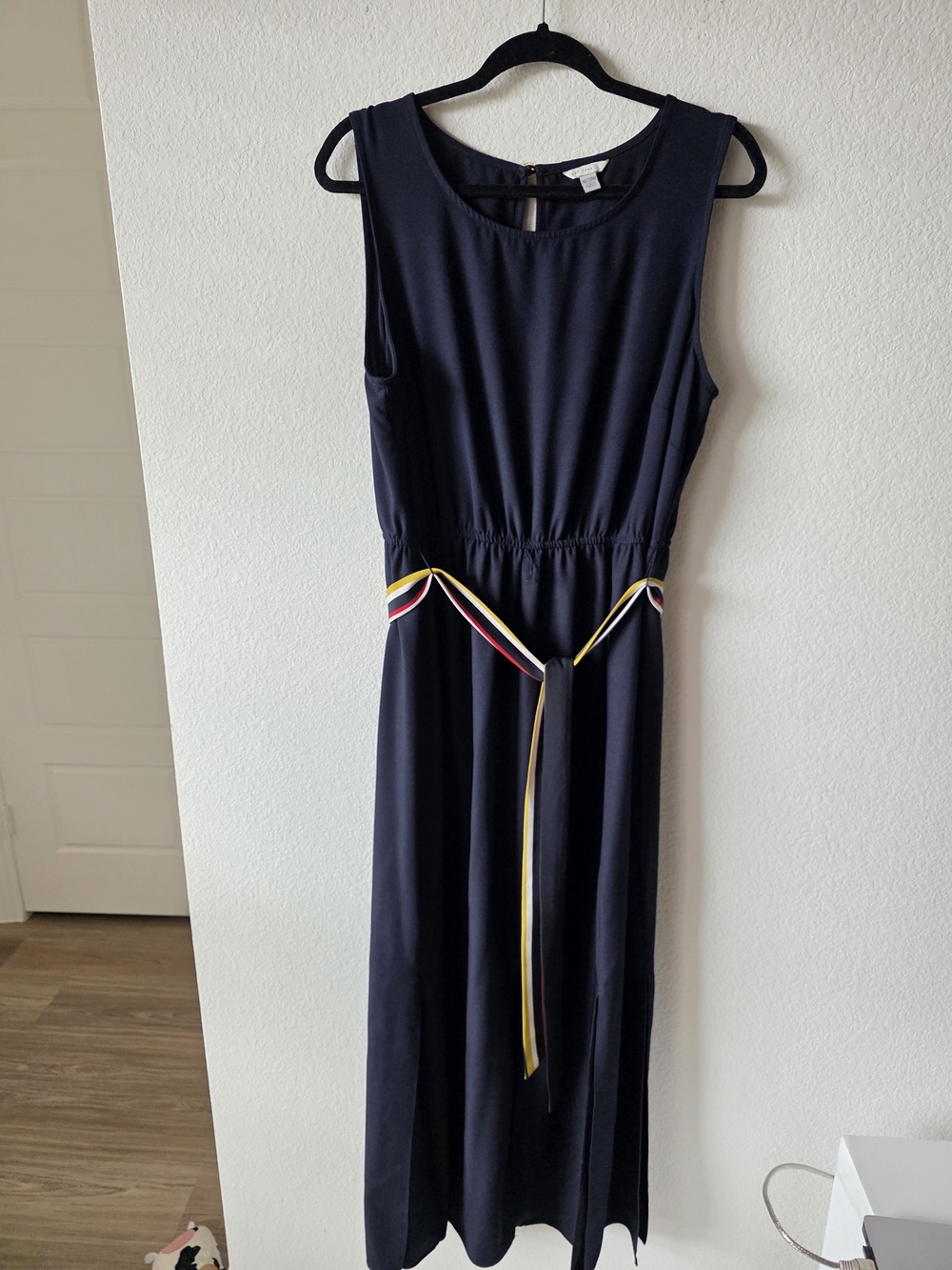 Cato Navy Blue Maxi Dress with Colorful Striped Waist Tie